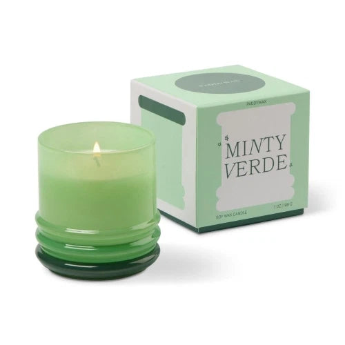 Candela impilabile in vetro da 198 g (7 oz) verde brillante e verde scuro - Verde menta