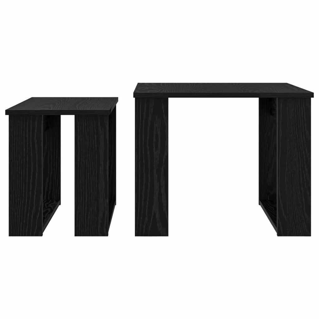 Set di Tavolini da Caffè 2 pcs Rovere Nero Legno multistrato 8000125