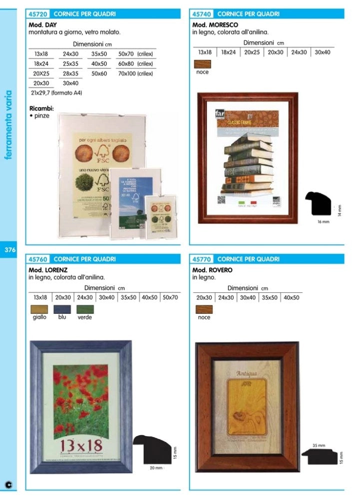 12pz cornice x quadri "day" cm.21x29,7 "a/4" a giorno cod:ferx.31877