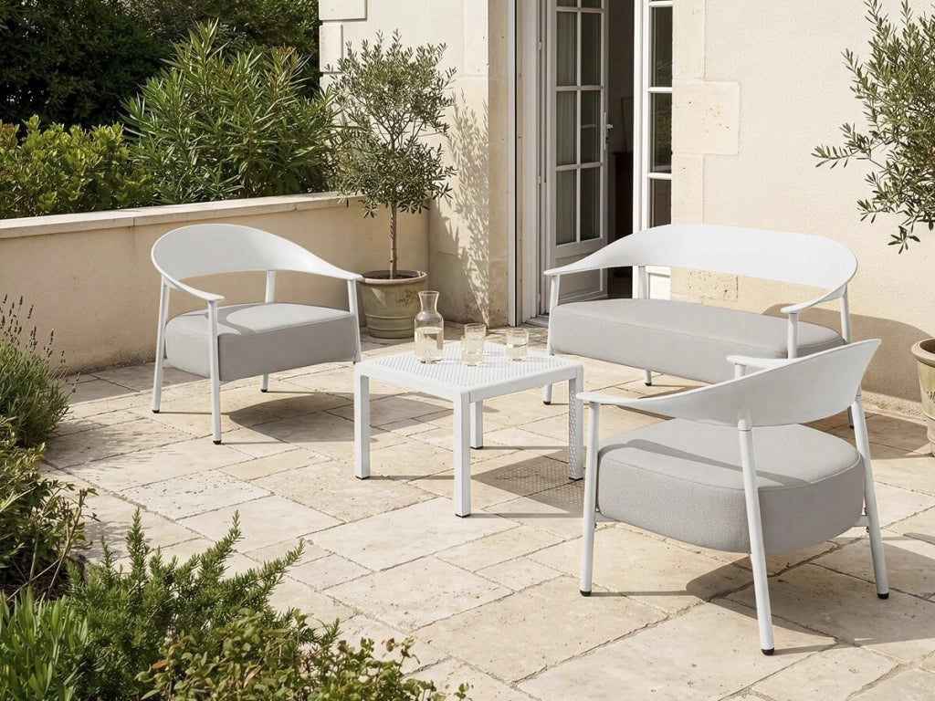 Divano da giardino in plastica e metallo "Céora" - 2 posti - Bianco