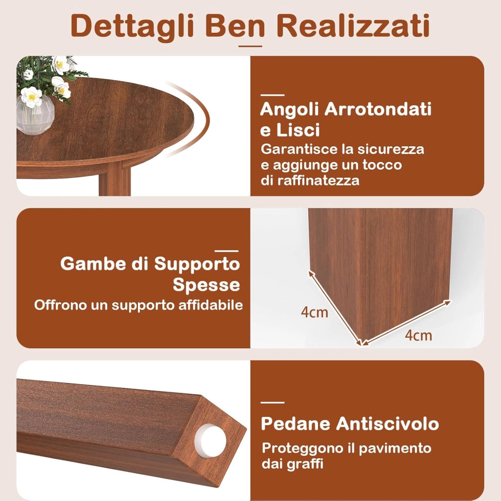 Tavolo da Pranzo in Legno per 2-4 Persone, Tavolo da Cucina Ovale con Gambe in Legno di Caucciù, Scrivania in Stile Rustico per Ufficio in Appartamenti Piccoli, Portata 120 kg