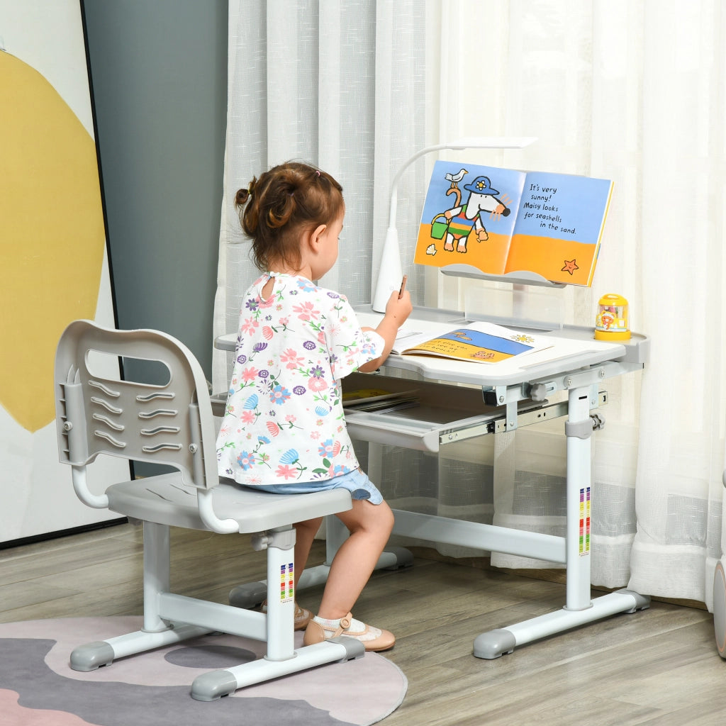 Scrivania per Bambini con Sedia Regolabile ¨C Minimal ¨C Grigio