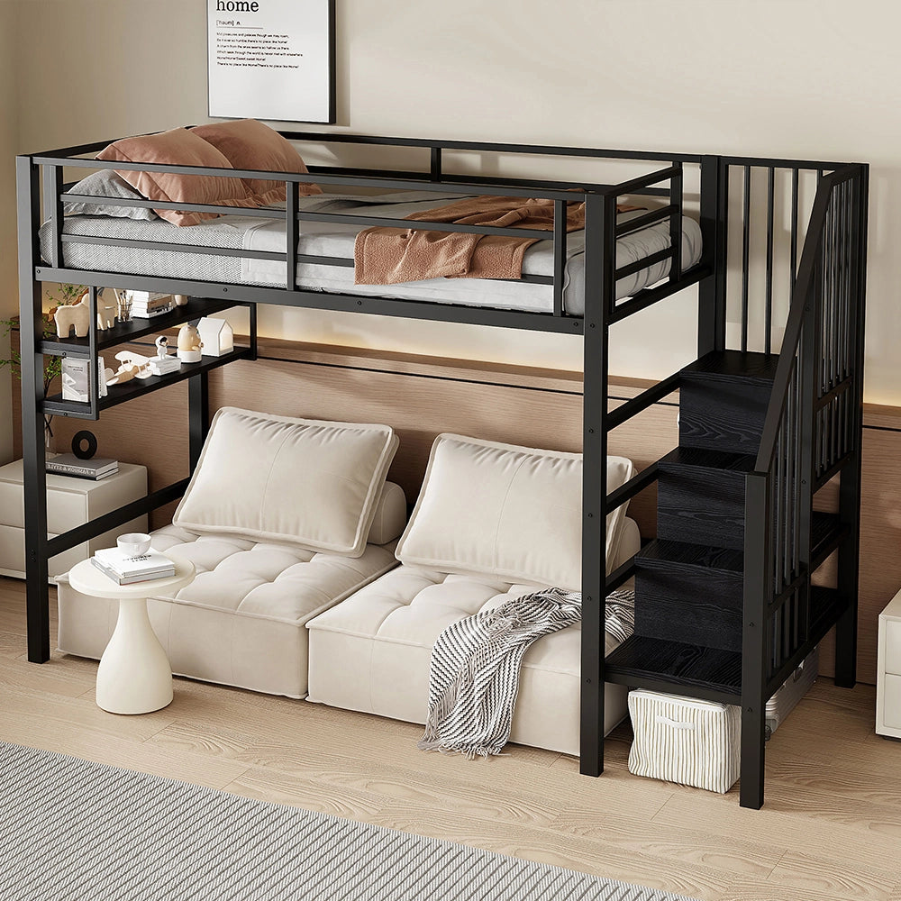 Letto a soppalco - Xylo - 90x200 cm contenitore nero