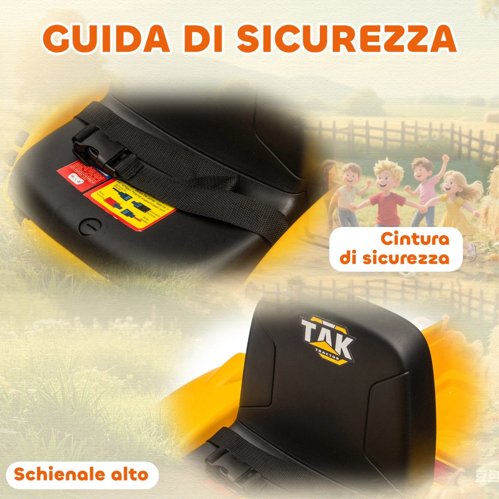 Escavatore Elettrico per Bambini 12V ¨C Xylo ¨C Giallo con Benna e Rimorchio