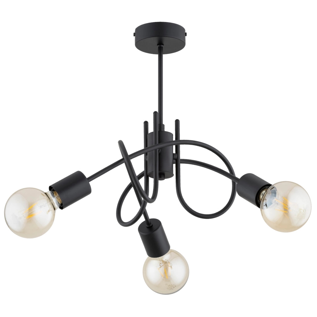 Plafoniera moderna nera bracci intrecciati 3xE27 Alfa MIKA