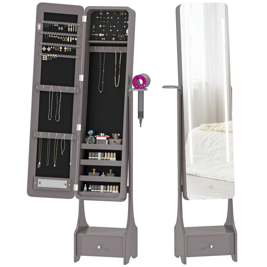 Armadio Gioielli con Luci LED e Specchio ¨C Minimal ¨C Grigio