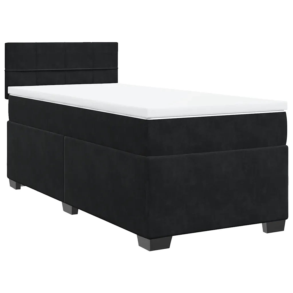Giroletto a Molle con Materasso Nero 90x190 cm in Velluto 3288500