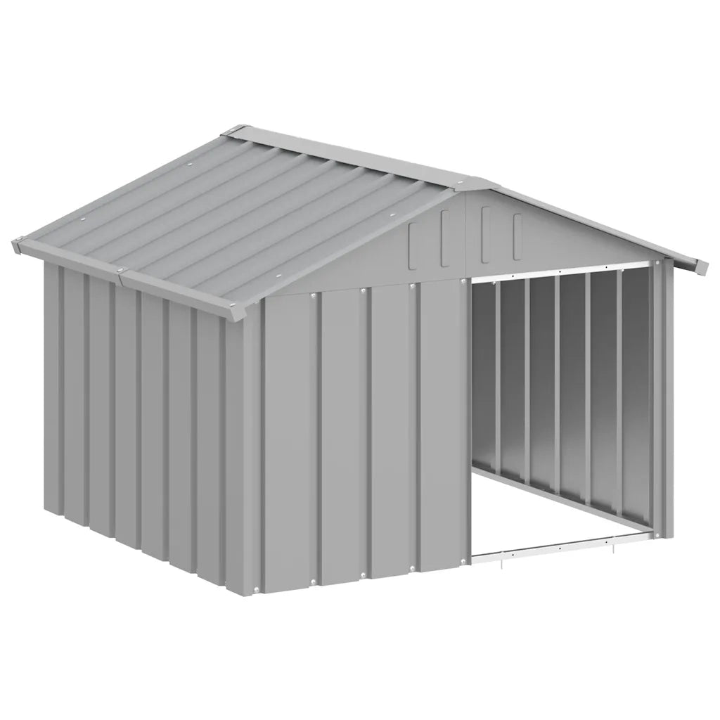 Casetta per Cani grigio 116,5x103x81,5 cm Acciaio Zincato
