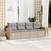 Set Divano da Giardino 4 pz con Cuscini Beige in Polyrattan 3258174