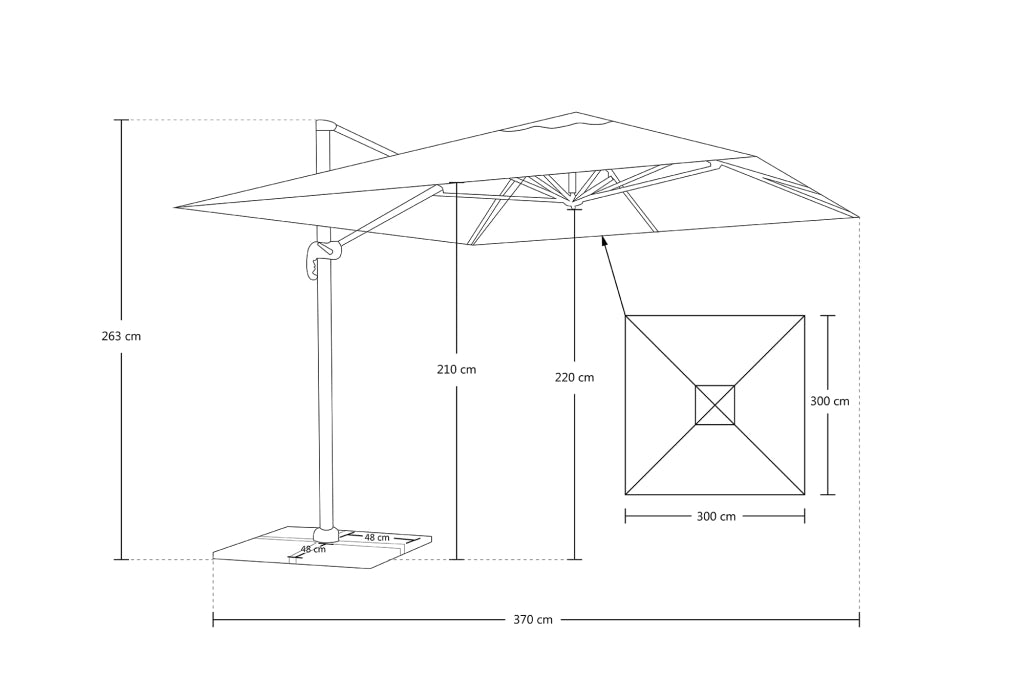 Ombrellone da giardino a braccio decentrato 3×3 - Miami - OD11MI3.3