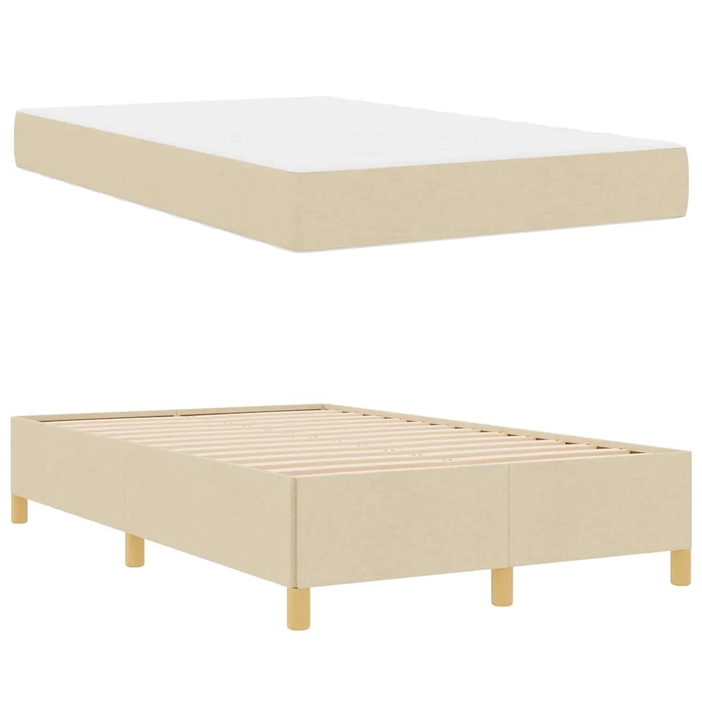 Letto matrimoniale | Letto per adulti | Struttura del letto con materasso Crema 120 x 200 cm Tessuto