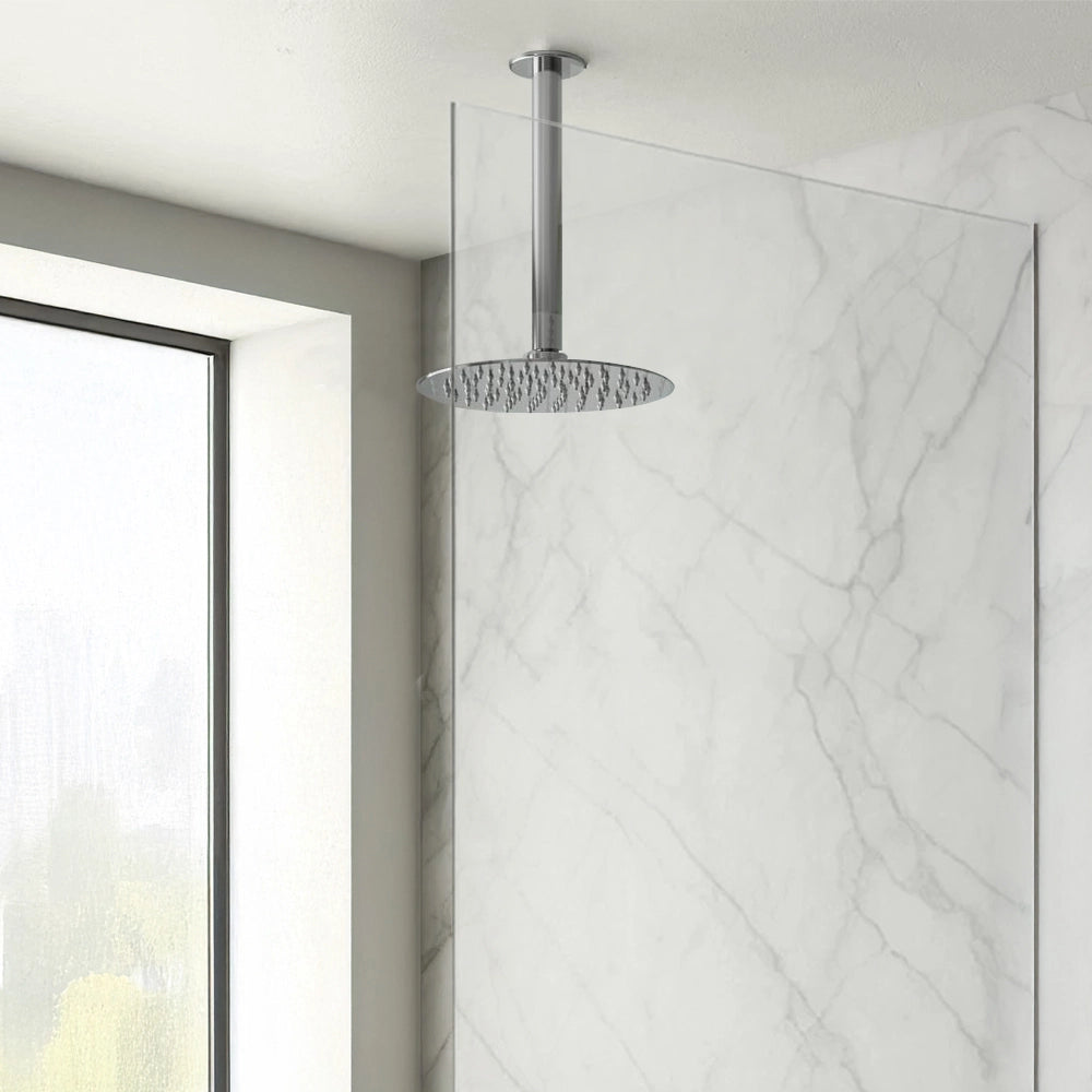 Set doccia tondo braccio verticale 30 cm e soffione 20cm cromo