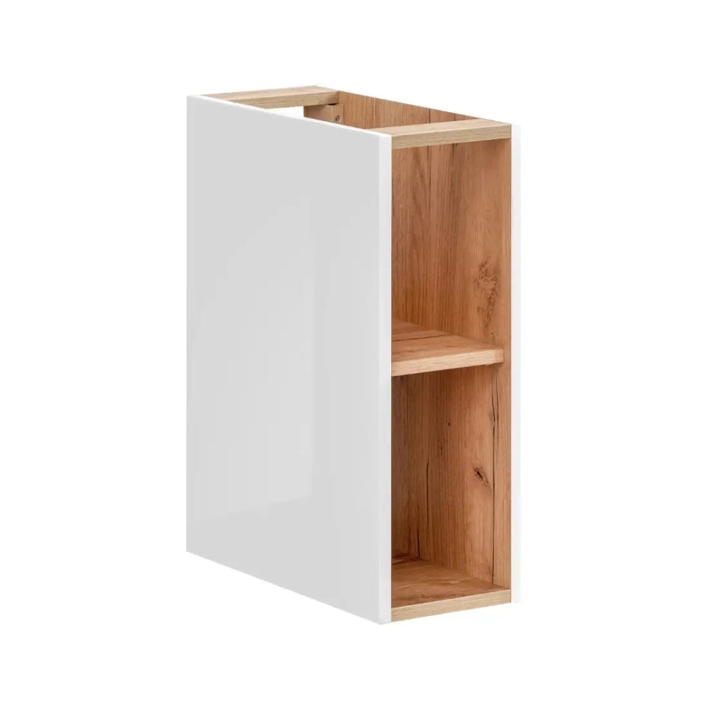 Accessorio da parete NALYA 57 cm - Bianco lucido e rovere chiaro - Elemento sospeso compatto
