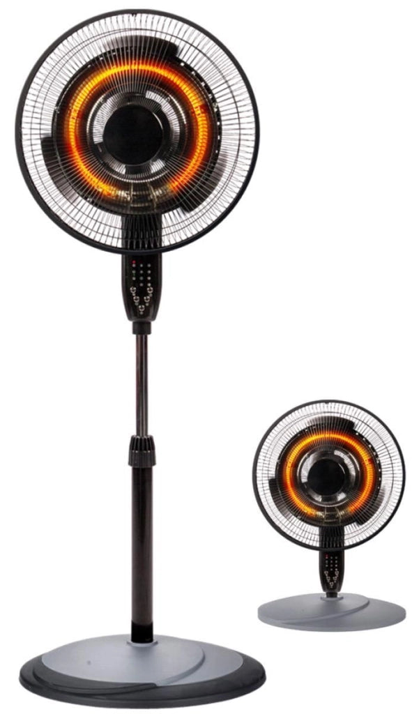 DCG VESA05 Stufa Ventilatore Fibra di Carbonio 2000 W Altezza Regolabile Oscillazione 70° Telecomando colore Nero