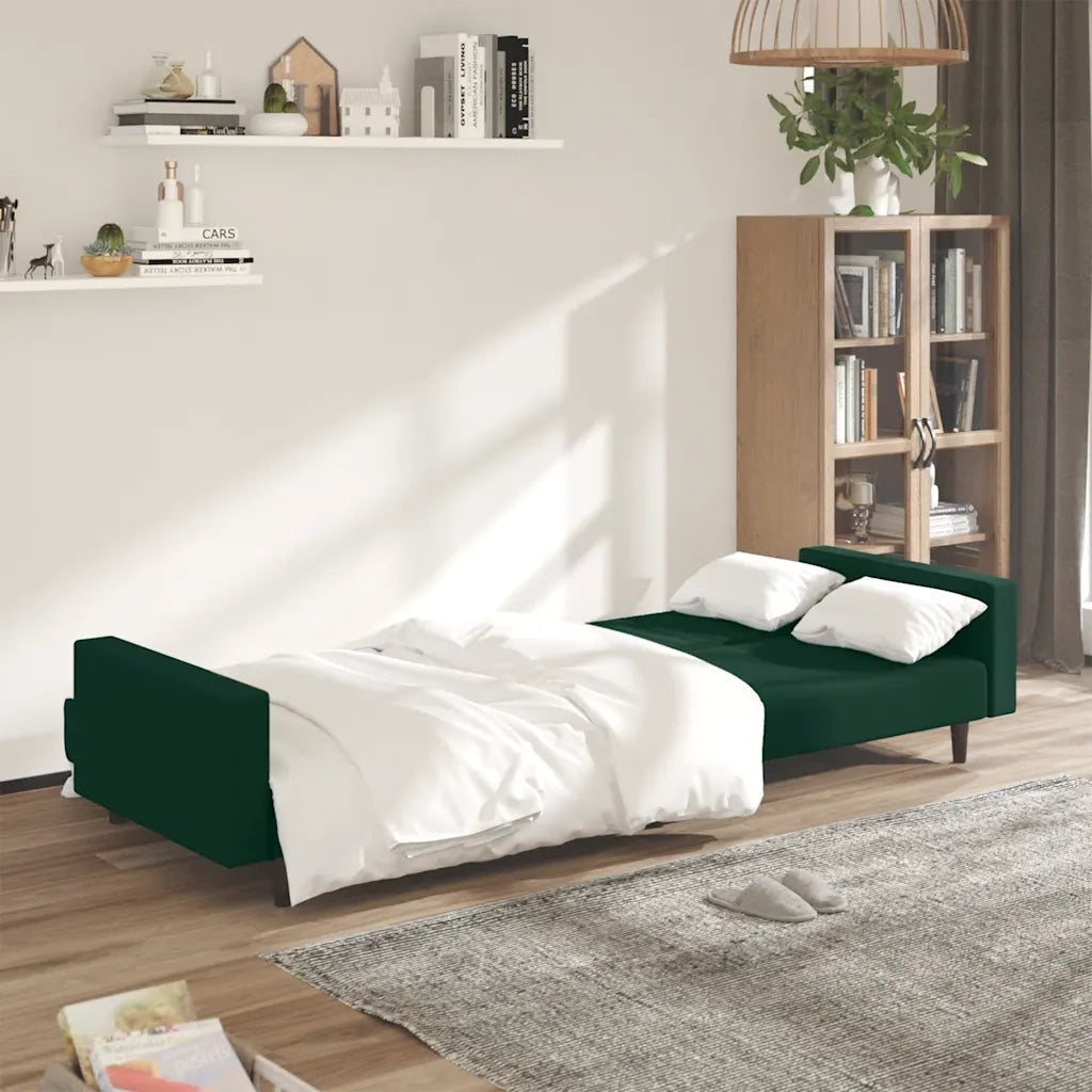 Divano letto | Sof¨¤ letto | Letto singolo a 2 Posti Verde Scuro in Velluto