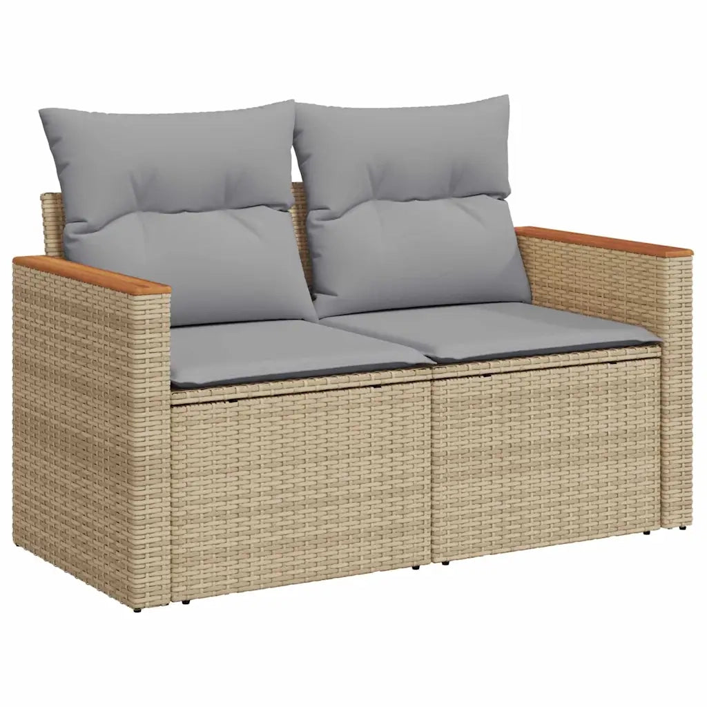 Set Divano da Giardino 9 pcs Beige polyrattan