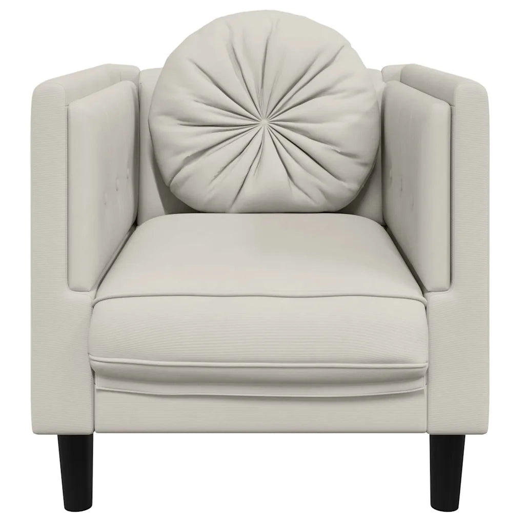 Poltrona con Cuscino Crema in Velluto 372629