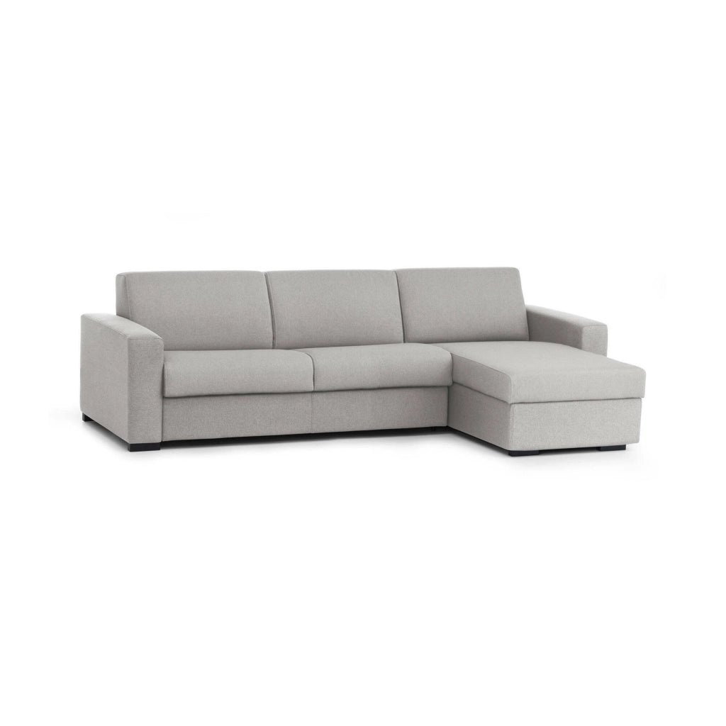 Divano fisso Atos, Divano ad angolo, Made in Italy, Sofà\  Soggiorno, con Penisola contenitore reversibile, in tessuto imbottito, con Braccioli standard, cm 280x95h90, Grigio