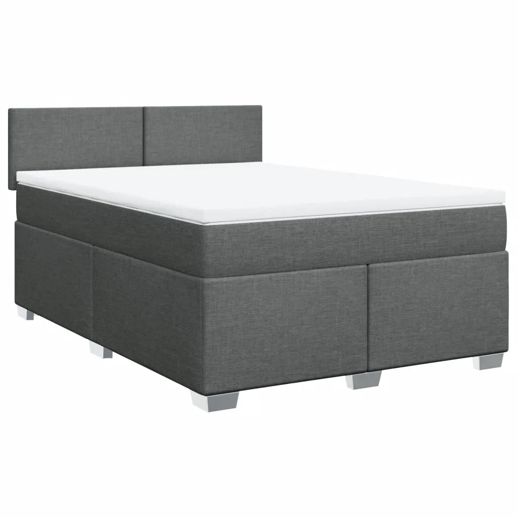 Giroletto a Molle con Materasso Grigio Scuro 140x200cm Tessuto