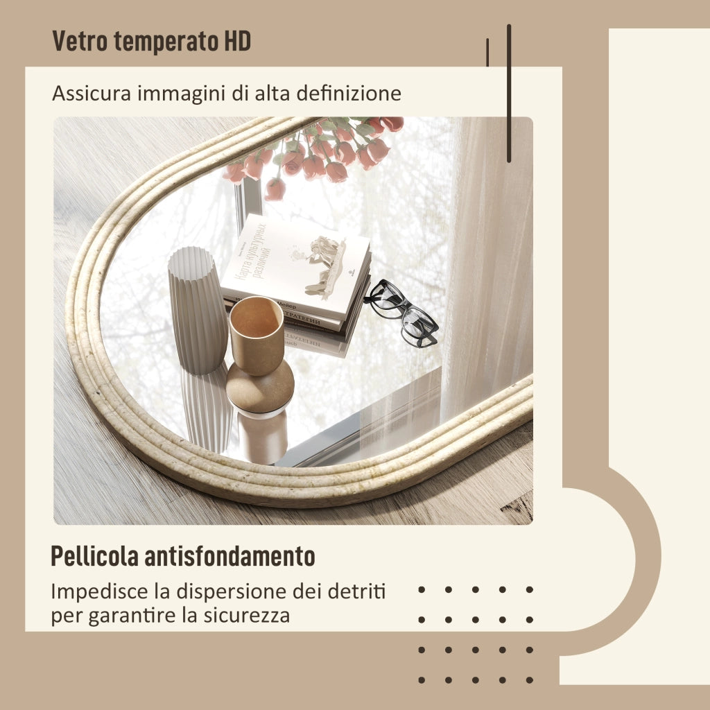 Specchio da Parete con Ganci ¨C Minimal ¨C Beige 50x2x70 cm