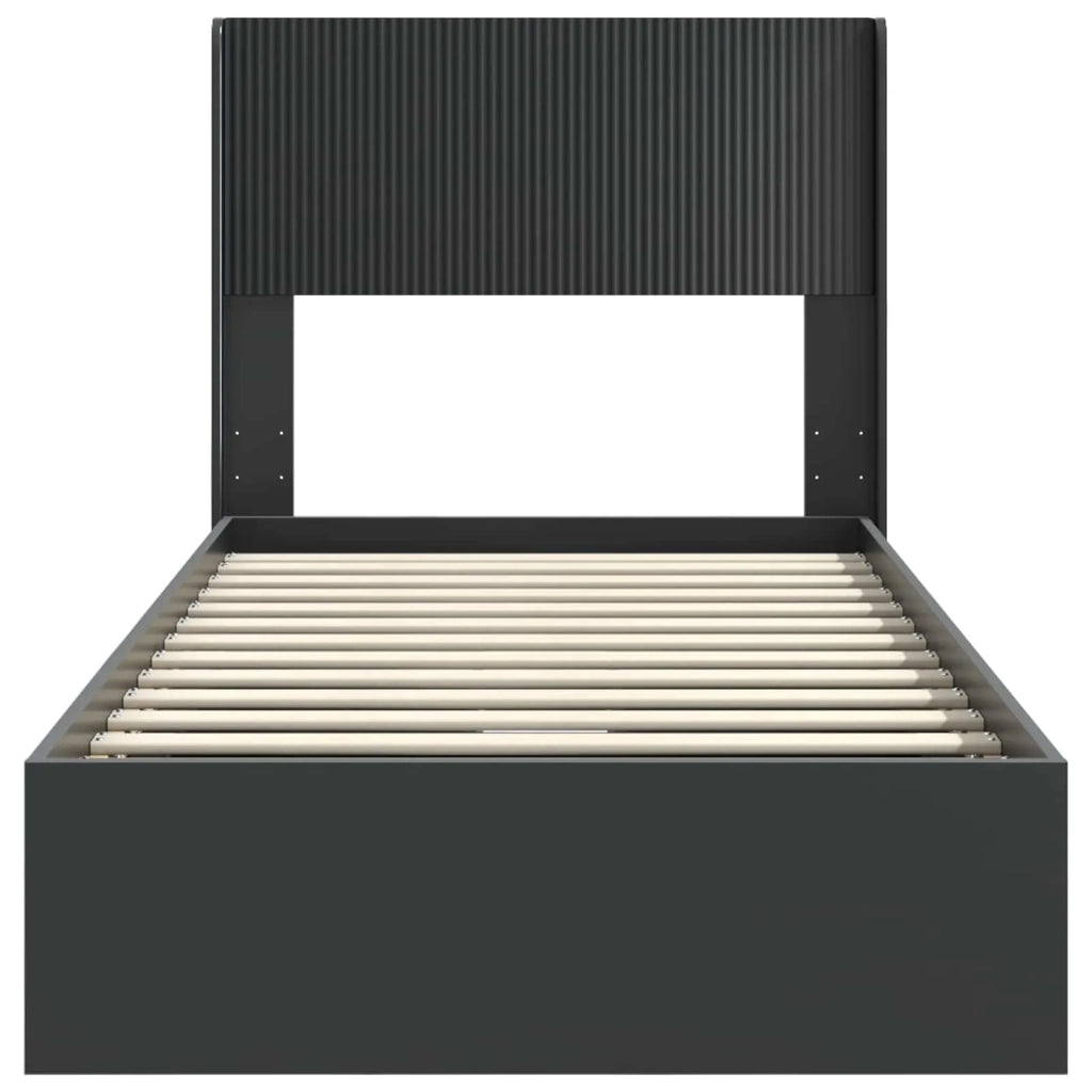Struttura del letto con stoccaggio e testata Nero 100 x 200 cm 3414408