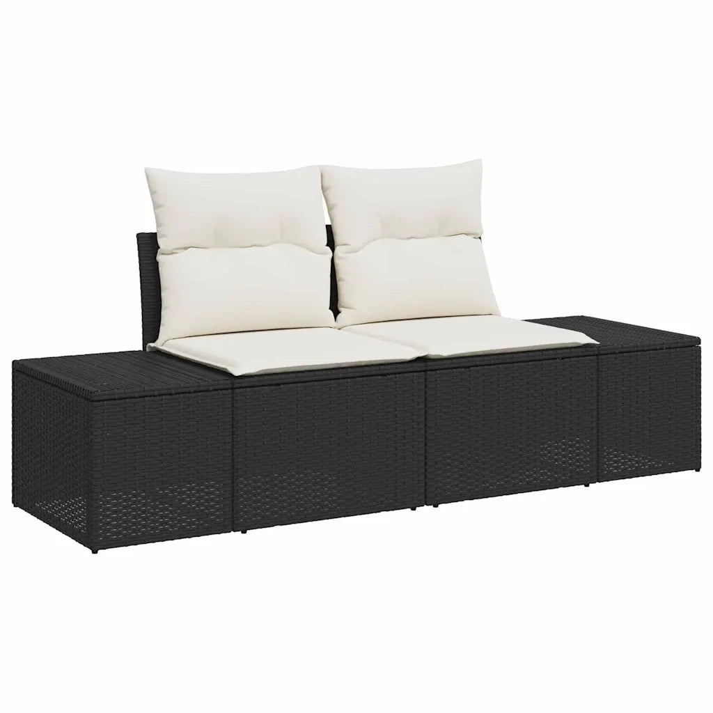 Set Divano da Giardino con cuscino 6 pcs Nero polyrattan 3359366
