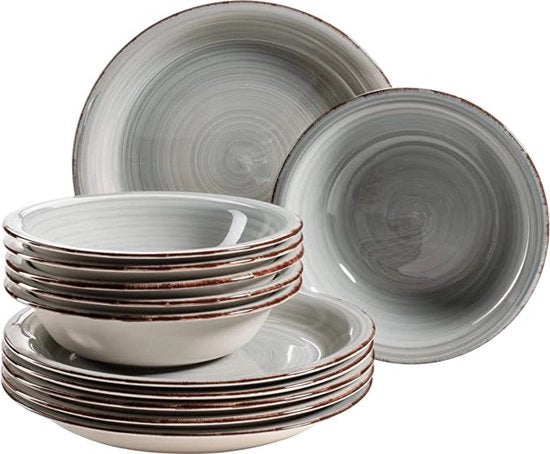 Set di portata - insieme di piatti per zuppe, grandi piatti per insalata, grande zuppiera, magnetron resistente, lavabile in forno a microonde, set di portata.