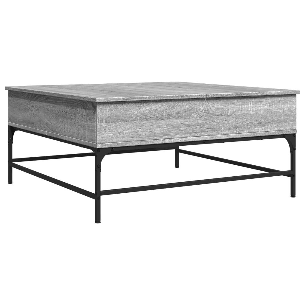 Tavolino-Tavolino da soggiorno-Tavolo Grigio Sonoma 95x95x45 cm Legno Multistrato e Metallo