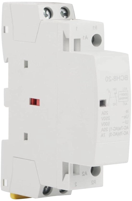 Contattore AC per applicazioni domestiche, 20A, 24V, 220V/230V, 50/60Hz, montaggio su rail DIN, 1NO 1NC, sostituisce la maggior parte dei modelli residenziali, due tensioni, stile ultracompattibile