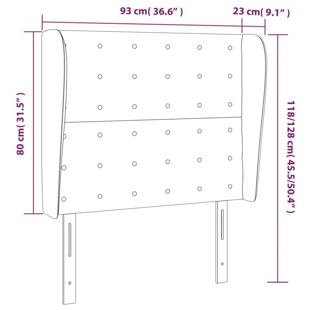 Testiera ad Orecchio-Testata con Orecchie Rosa 93x23x118/128 cm in Velluto 919540