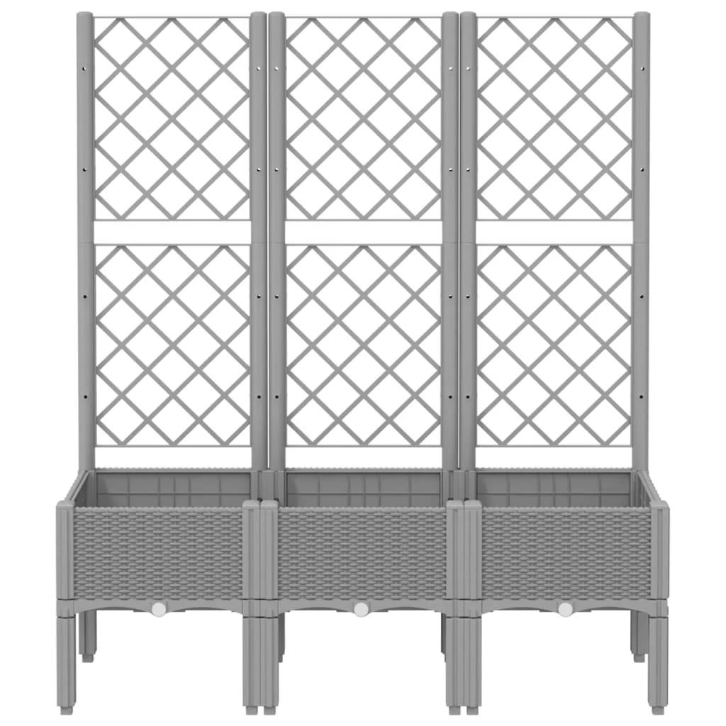 Fioriera rialzata per piante fiori terrazza giardino con traliccio grigio chiaro 120 x 40 x 142 cm PP grigio 02_0038344