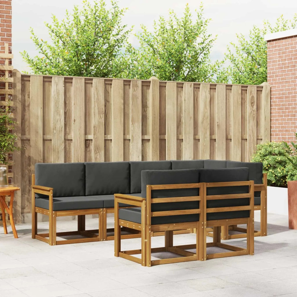 Set di divani da esterno con cuscino 7 pcs Naturale e Antracite 3366525