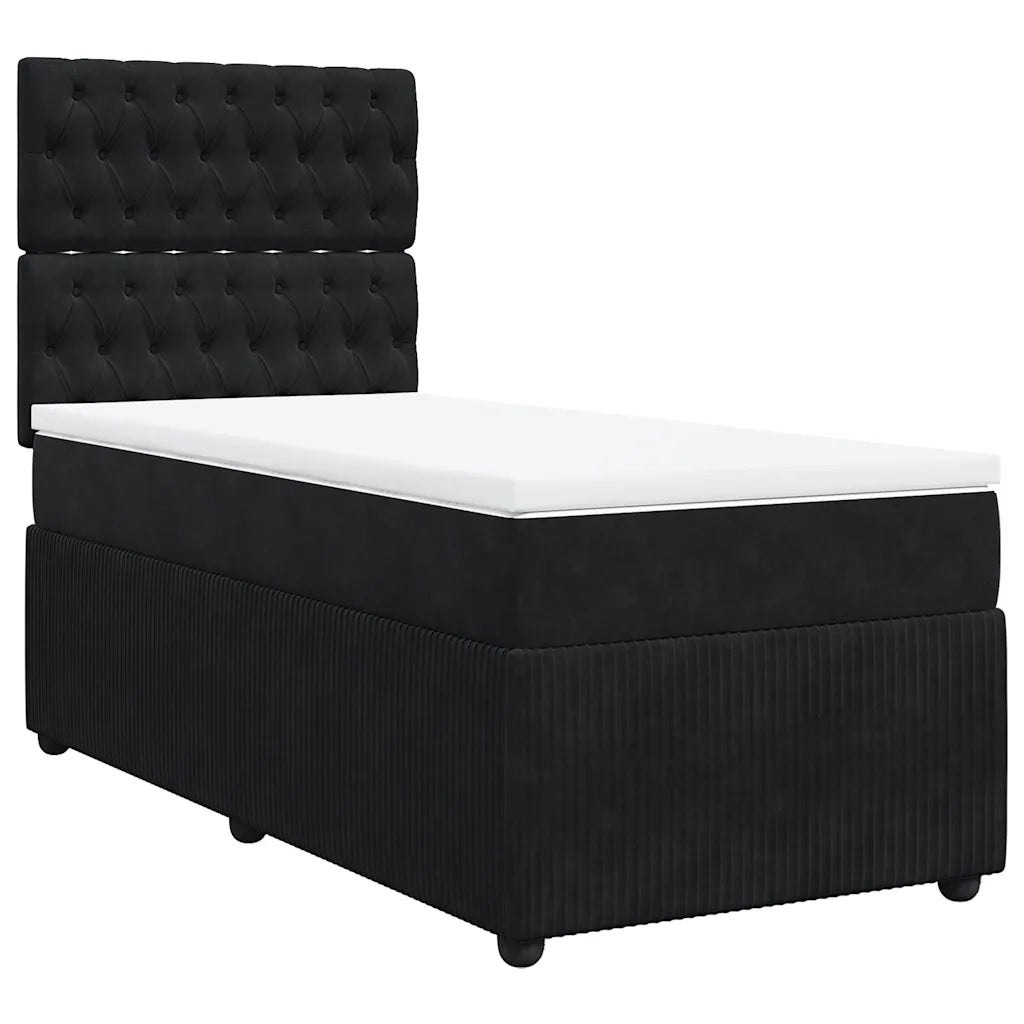 Giroletto a Molle con Materasso Nero 90x200 cm in Velluto