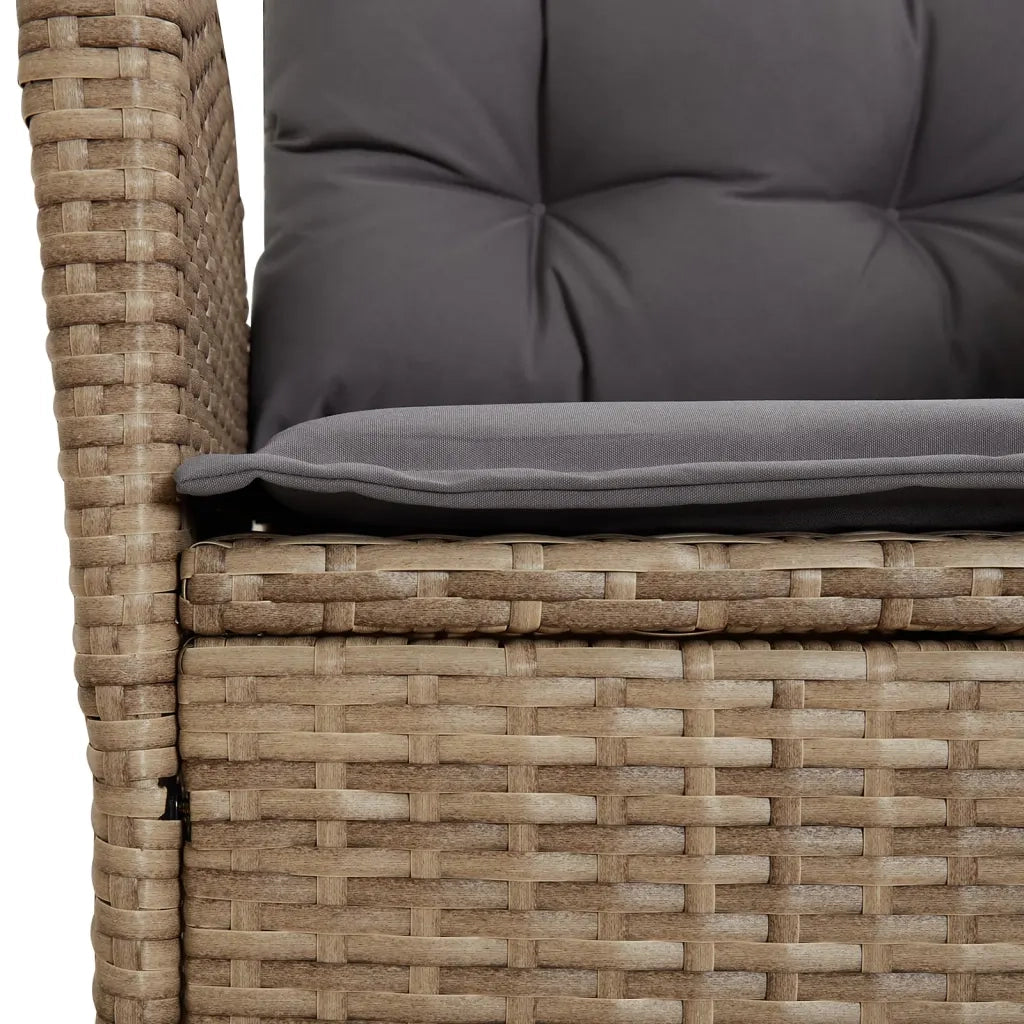 Sedia Reclinabile Giardino con Cuscini Beige Misto Polyrattan 365261
