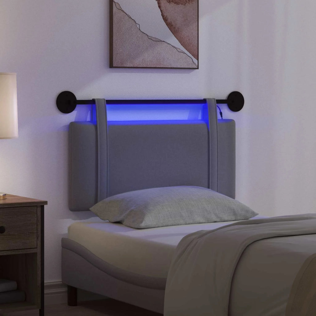 Testiera sospesa Con luce LED Grigio Scuro Tessuto 3423848