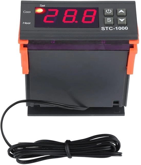 Regolatore di Temperatura Digitale - 110-220V - Sensore di Temperatura - Modo Raffreddamento/Accensione - Precisione ± 1 ℃ - Intervallo di Misura -50 ℃ ~ 99 ℃