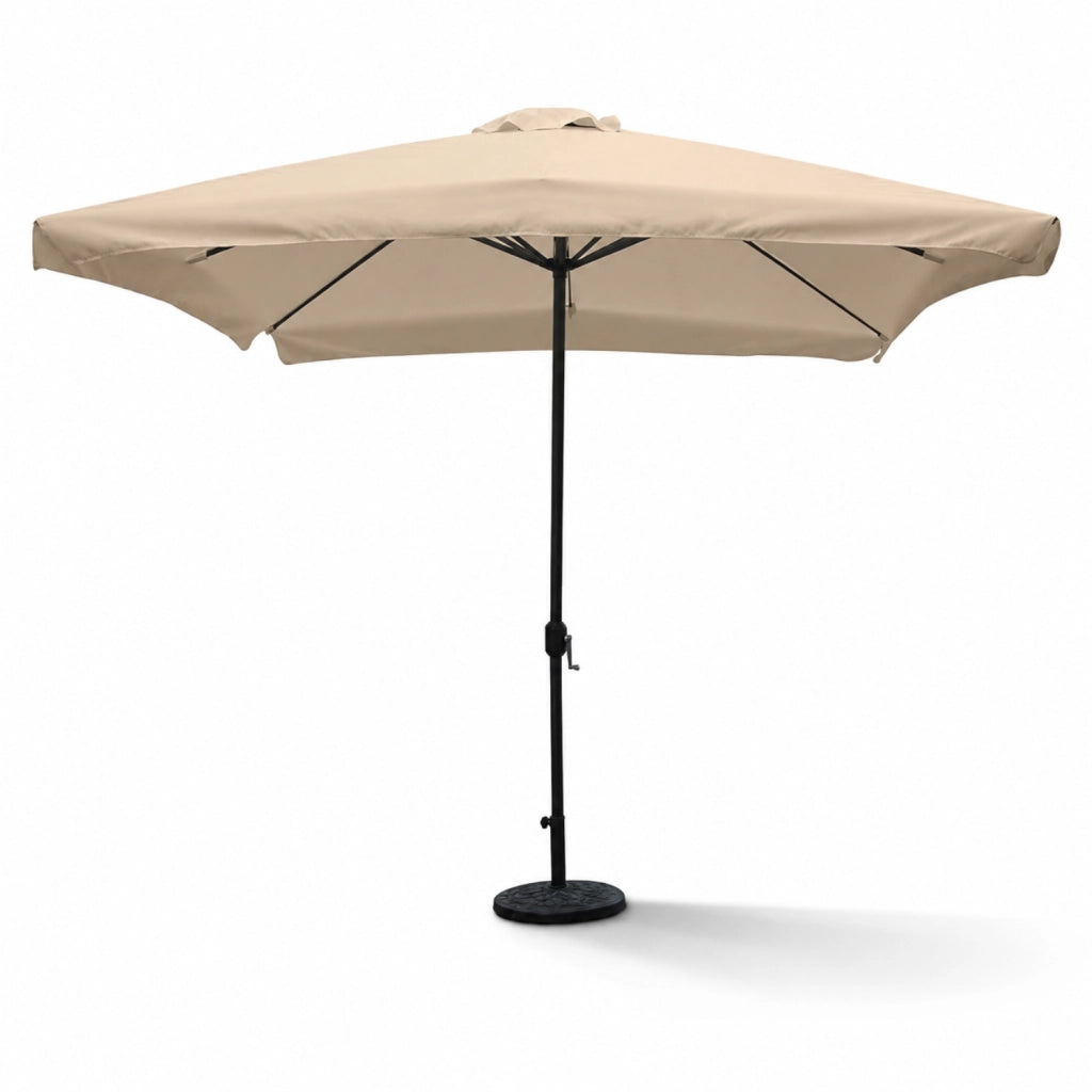 Ombrellone 3x3 Metri Quadrato Per Giardino Con Manovella Struttura In Acciaio Palo Centrale Telo Poliestere Cotone 160 G Mq Adatto A Terrazza Patio Cortile Piscina Area Relax Tortora