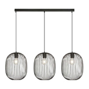 Lampadario Moderno Lugh Acciaio Nero 3 Luci E27 Ip20