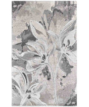 Tappeto Arredo VANILLA GRIGIO salotto soggiorno camera, disegno fiori vaniglia motivo floreale, multiuso lavabile antiscivolo cm.85x150