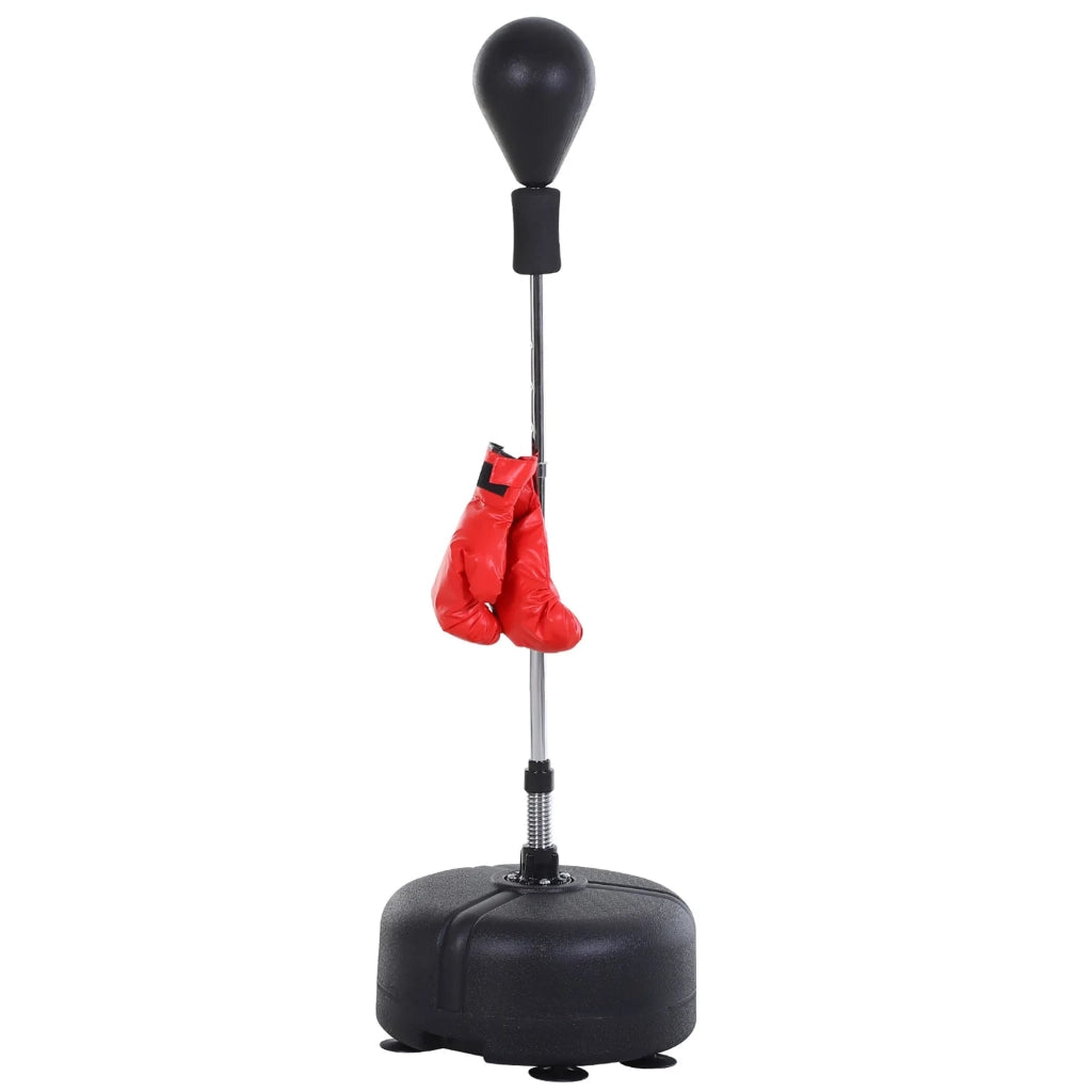 Set Punching Ball con Supporto Regolabile 136-154 cm, Nero, Include 1 Paio di Guanti, per Principianti e Professionisti
