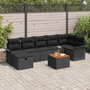 Set Divano da Giardino con cuscino 8 pcs Nero polyrattan 3359464