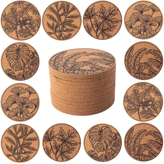 Colle di assorbimento per tavoli, 12 pezzi, colle per bicchieri, colle per tavolo salotto, colle assorbenti per decorazione cucina e soggiorno, foglie rotonde con diametro 10 cm