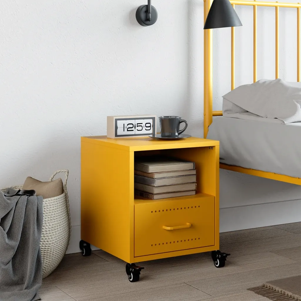 Comodino Giallo Senape 36x39x43,5 cm in Acciaio 846710