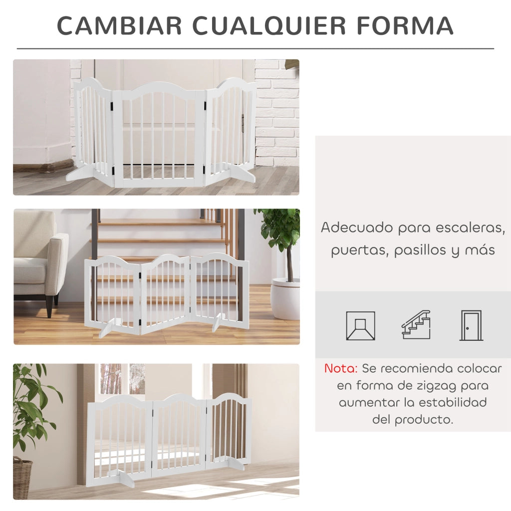 Barriera per Cani Pieghevole 3 Pannelli ¨C zephmum ¨C Bianco 154.5x29.5x61 cm