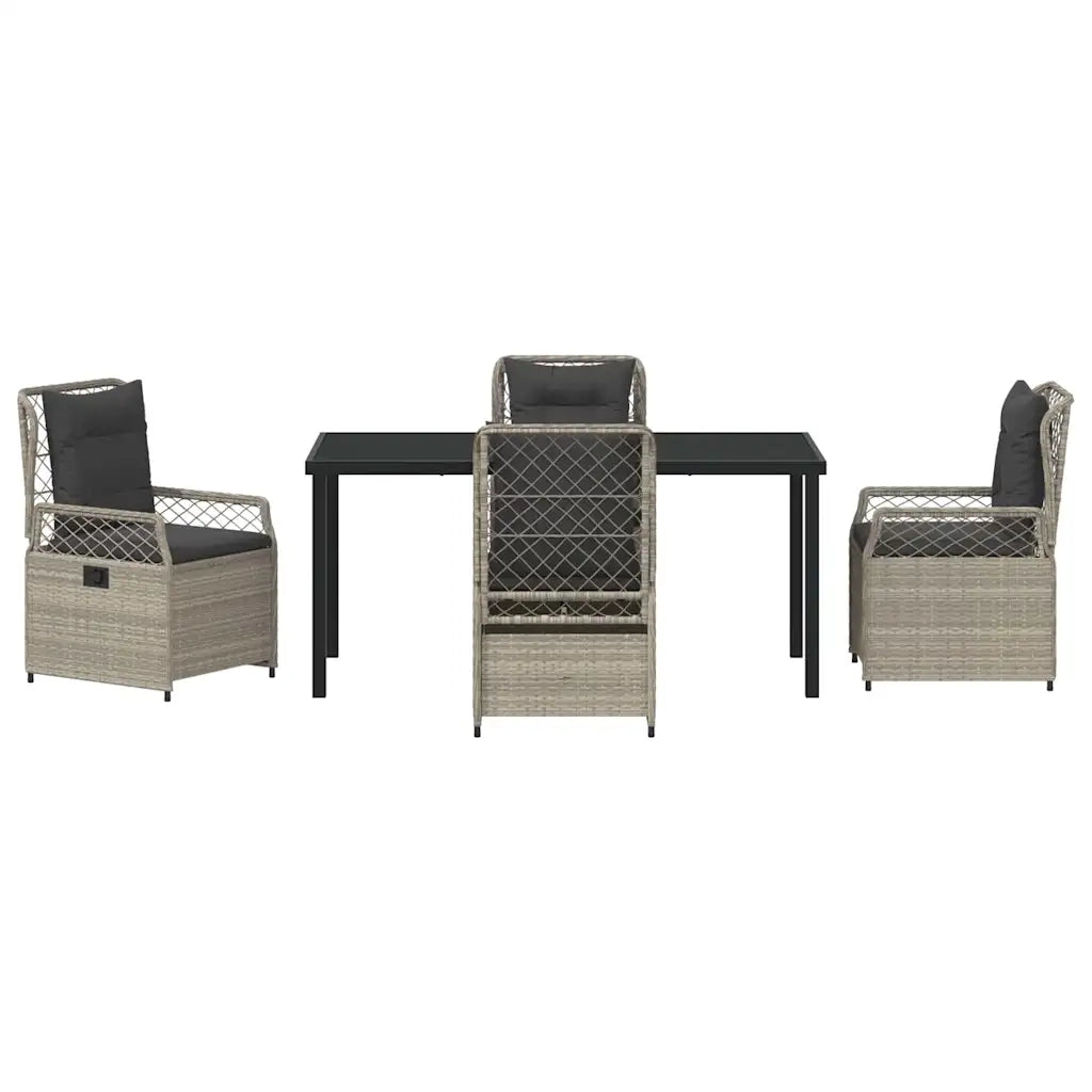 Set da Pranzo per Giardino 5 pcs Grigio chiaro polyrattan