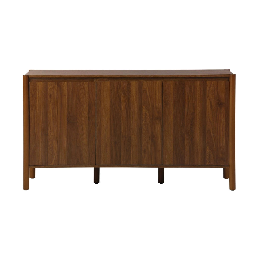 Credenza decorazione legno 3 ante 140cm, noce