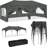 Tenda da Festa 3x6 m Grigio - Tende da Festa - Pergola - Impermeabile - Easy-Up - Pareti di Tenda Rimovibili