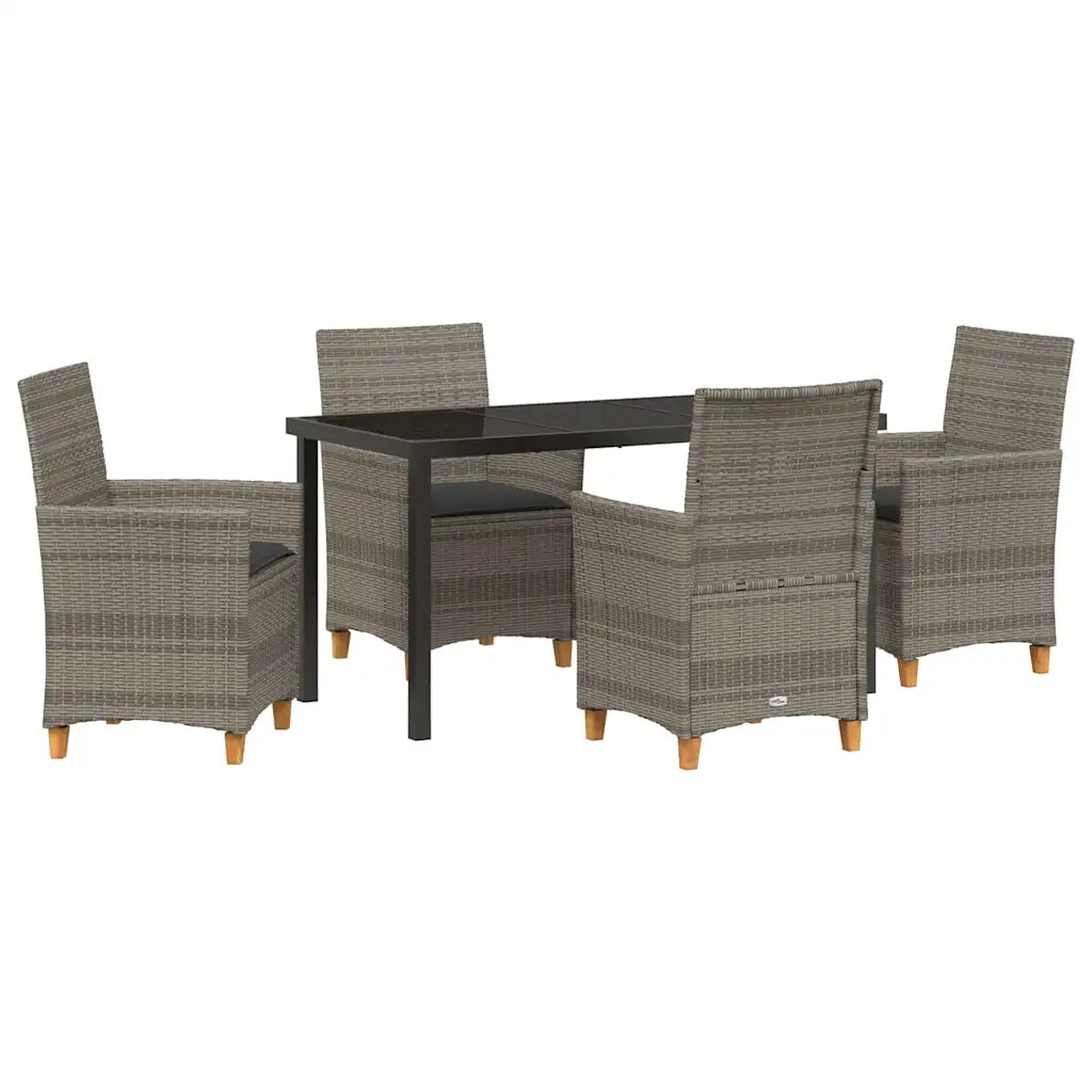 Set da Pranzo per Giardino 5 pcs Grigio polyrattan