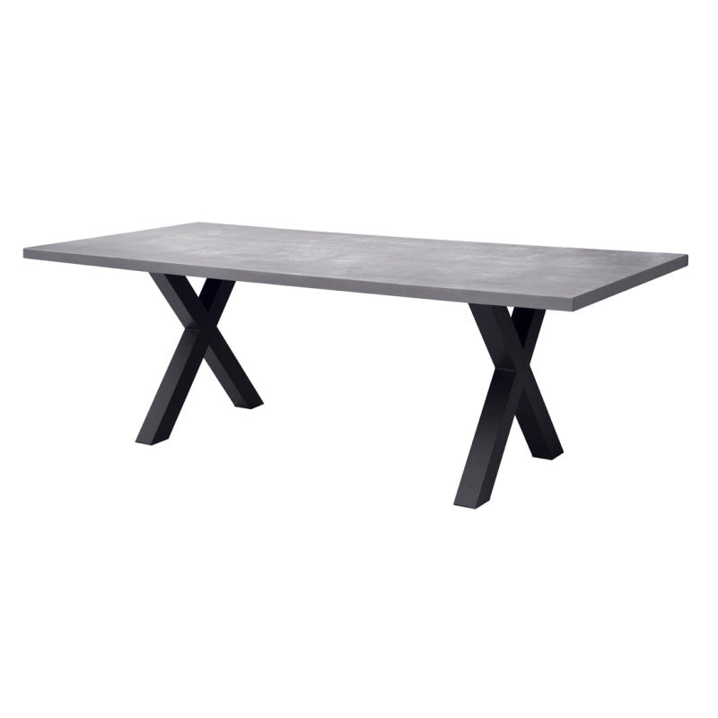 Tavolo Amantea 220x100 Alluminio Antracite Piano Resina Grigio Moia