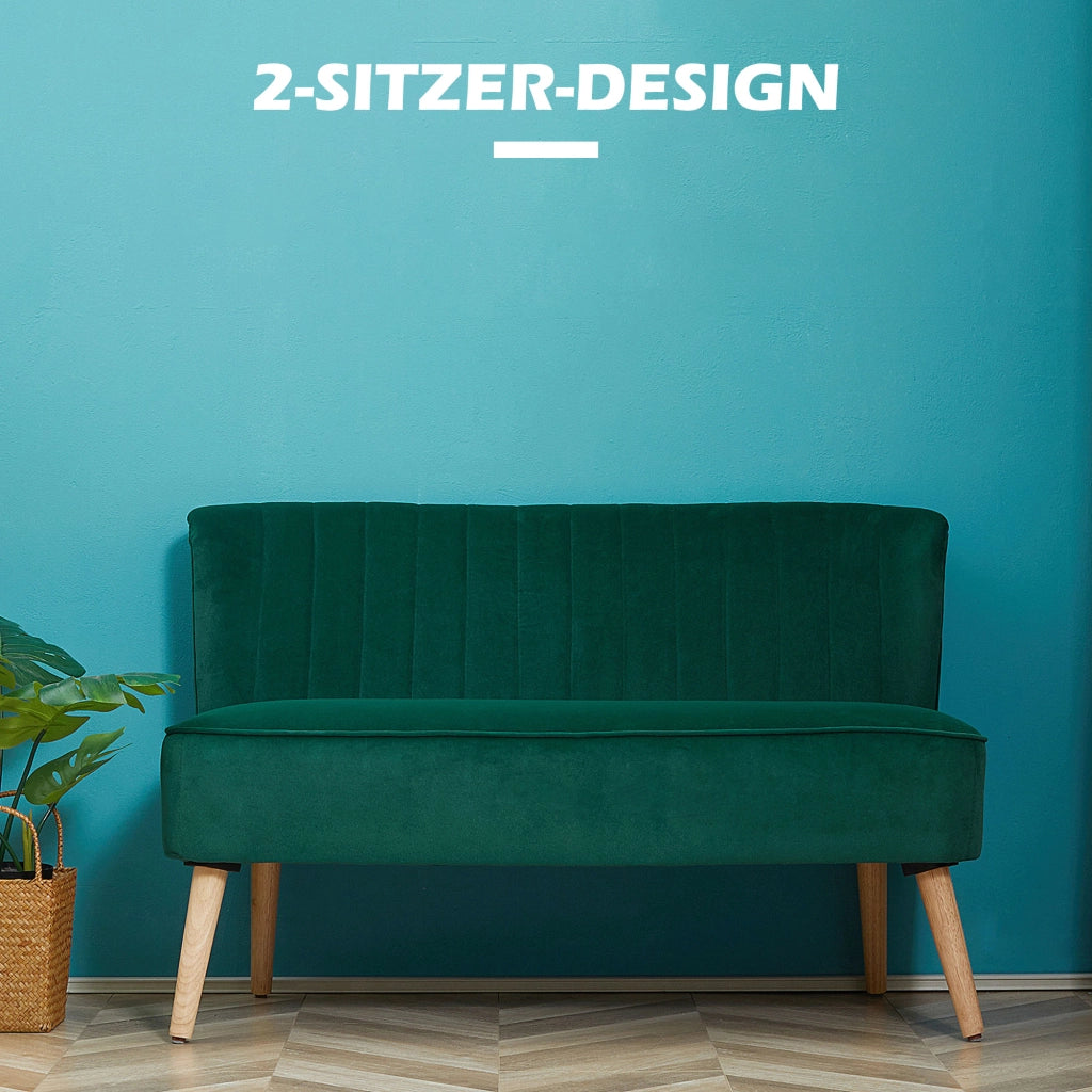 Divano 2 posti retro design ¨C Minimal ¨C verde scuro 117x56.5x77